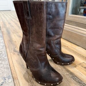 Michael Kors Dark Brown Leather Heeled Boots